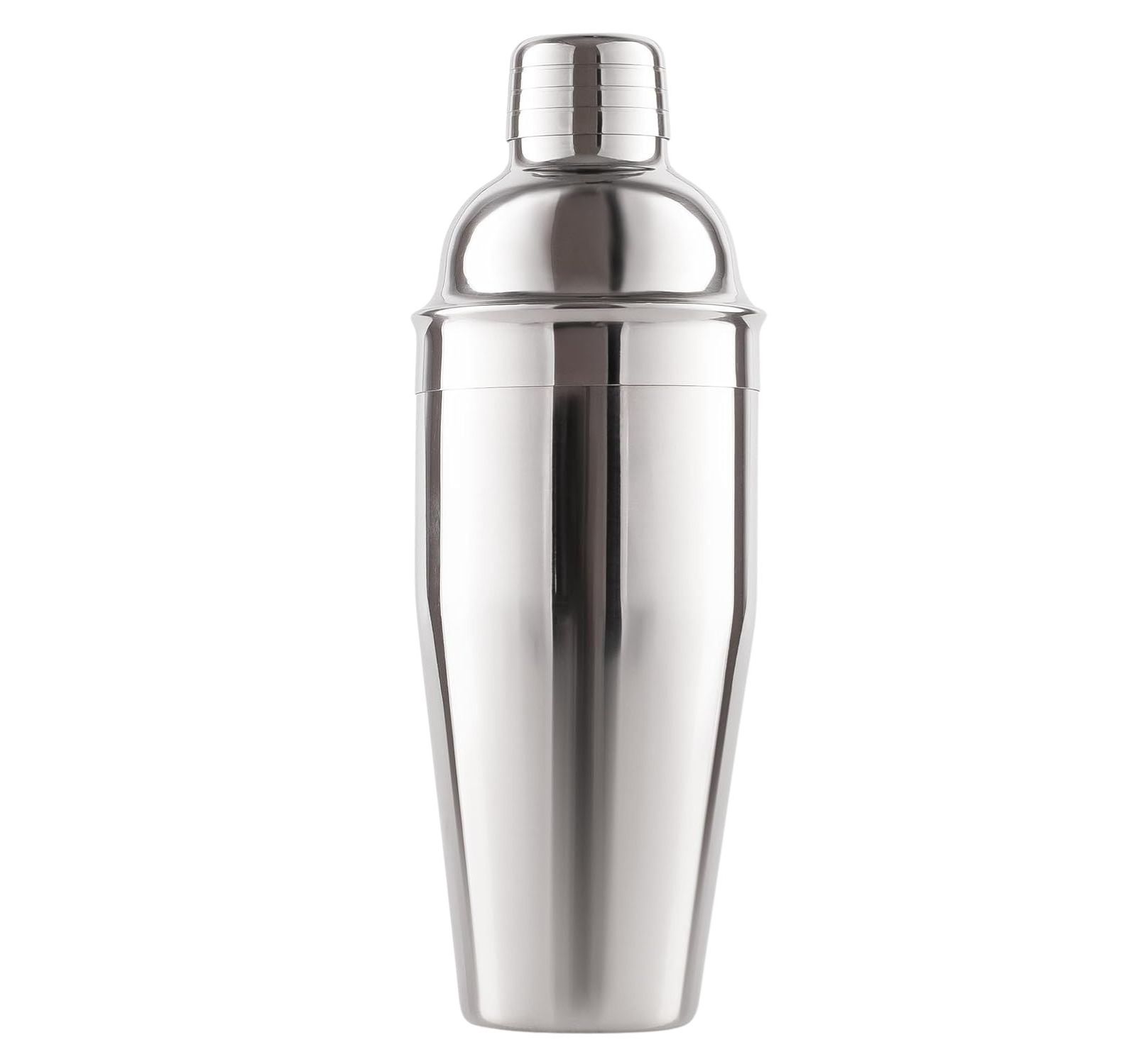Cocktail Shaker with Built-in Strainer For Bartending & Homebars (24oz) - Silver