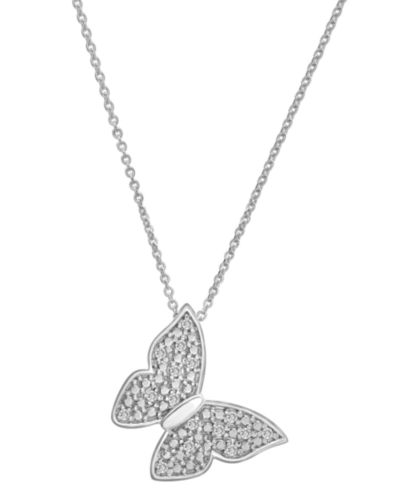 Diamond Butterfly 18" Pendant Necklace (1/10 ct. t.w.) в Sterling Silver