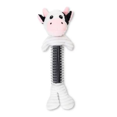 Country Living Black & White Cow Plush Dog Toy - Durable Thermoplastic Rubber with Squeaker & Crinkle Paper
