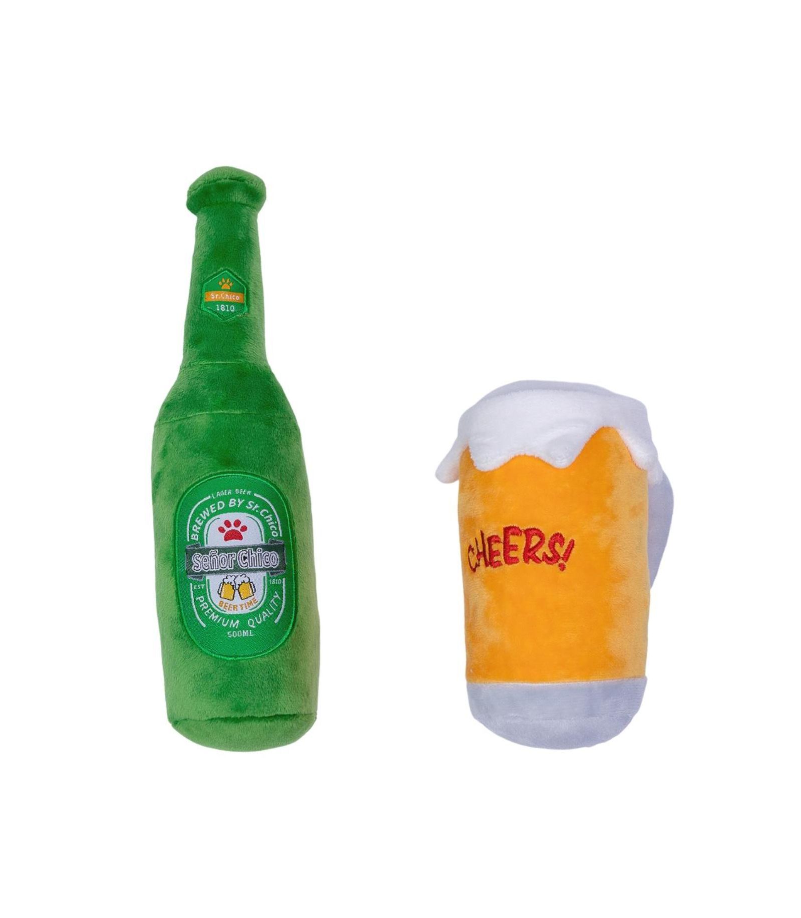 Набор мягких игрушек для собак Beers-Cheers с пищалкой и шуршащей бумагой