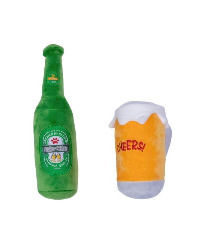 Beers-Cheers Plush Dog Toy Gift Set - with Squeaker & Crinkle Paper for Fun Play, Durable for Chewing, Perfect for Playtime and Cuddles