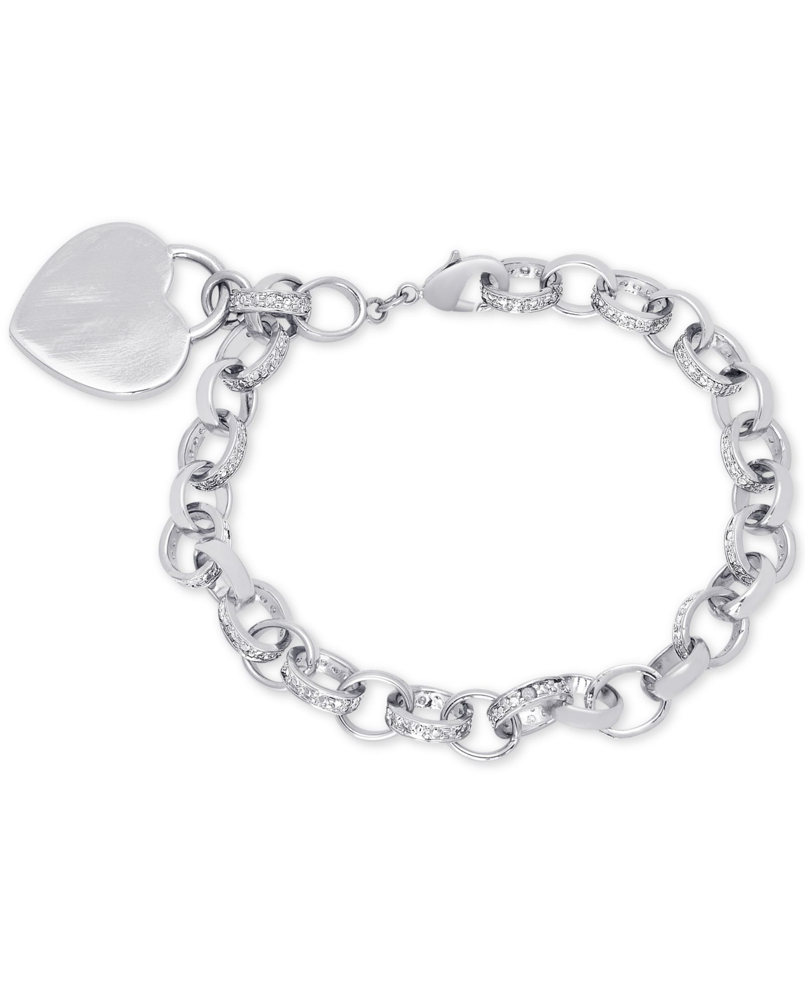 Браслет Diamond Accent Heart Tag Chain 7.5"