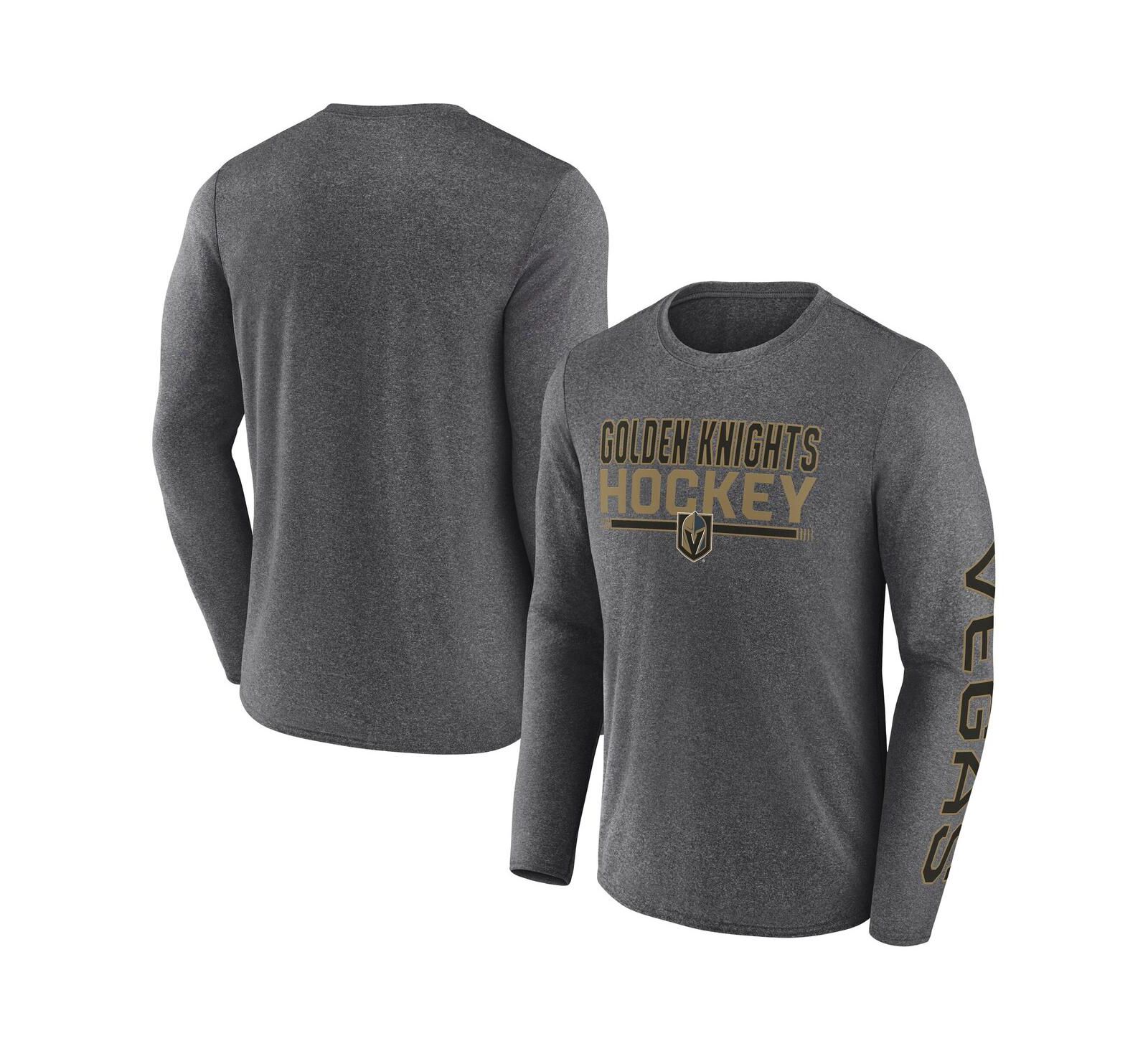 Fanatics Men's Heather Charcoal Vegas Golden Knights Sweep Iconic Synthetic Long Sleeve T-Shirt