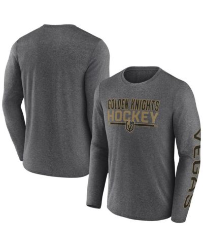 Мужская футболка Fanatics Heather Charcoal Vegas Golden Knights Sweep Iconic Synthetic Long Sleeve