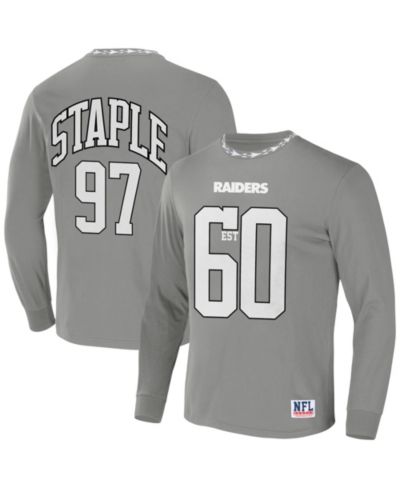 Men's NFL X Staple Gray Las Vegas Raiders Core Long Sleeve Jersey Style T-shirt