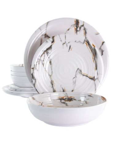 Elama Silvana Melamine 12 Pc. Dinnerware Set, Service for 4