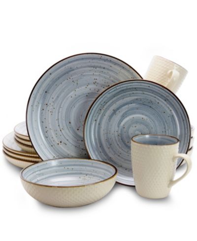 Elama Yeva Swirl 16 Pc. Dinnerware Set, Service for 4