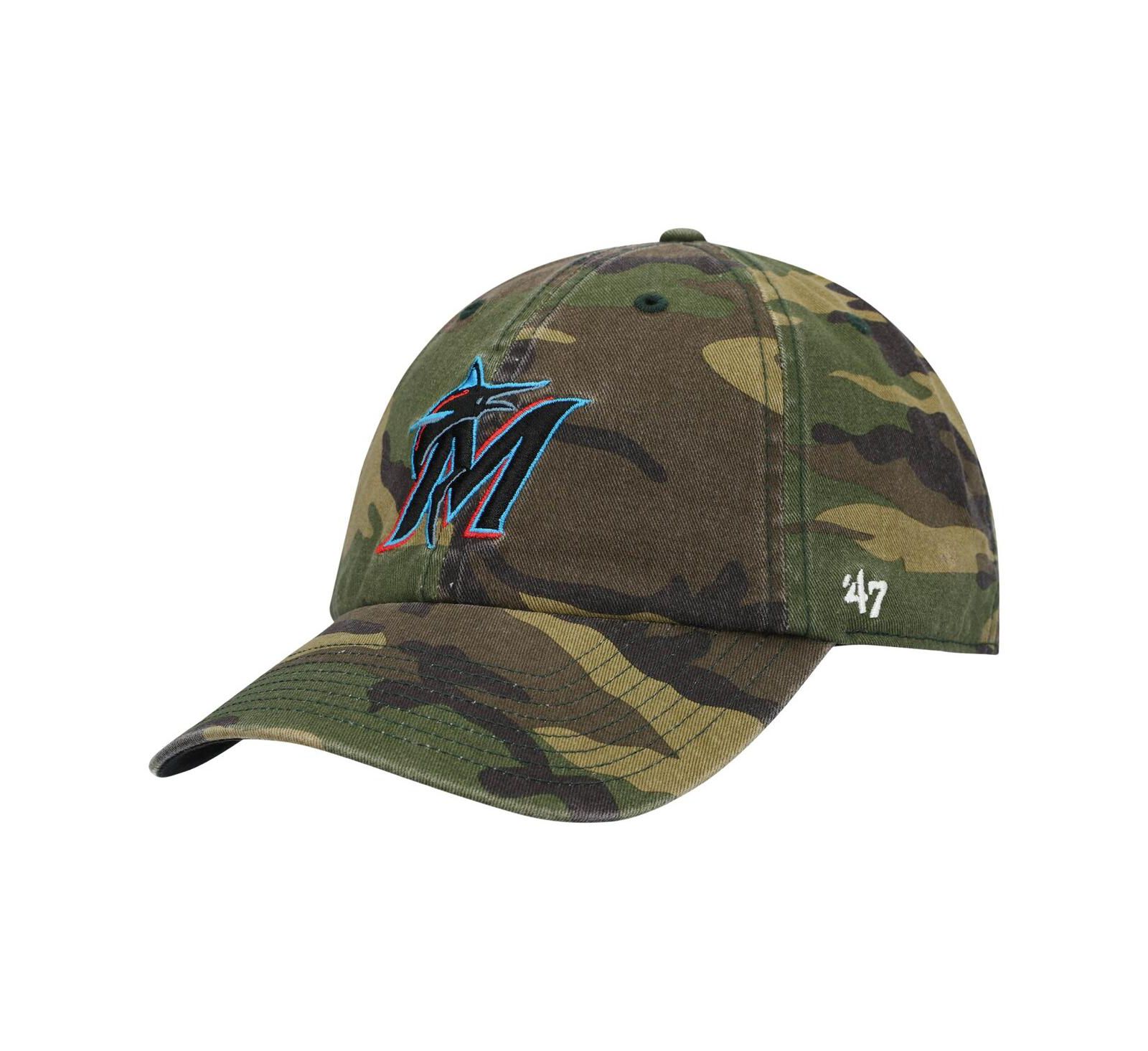 Мужская бейсболка '47 Camo Miami Marlins Team Clean Up Adjustable Hat