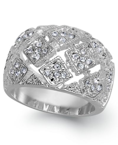 Широкое кольцо Charter Club Silver Plate Crystal Mesh