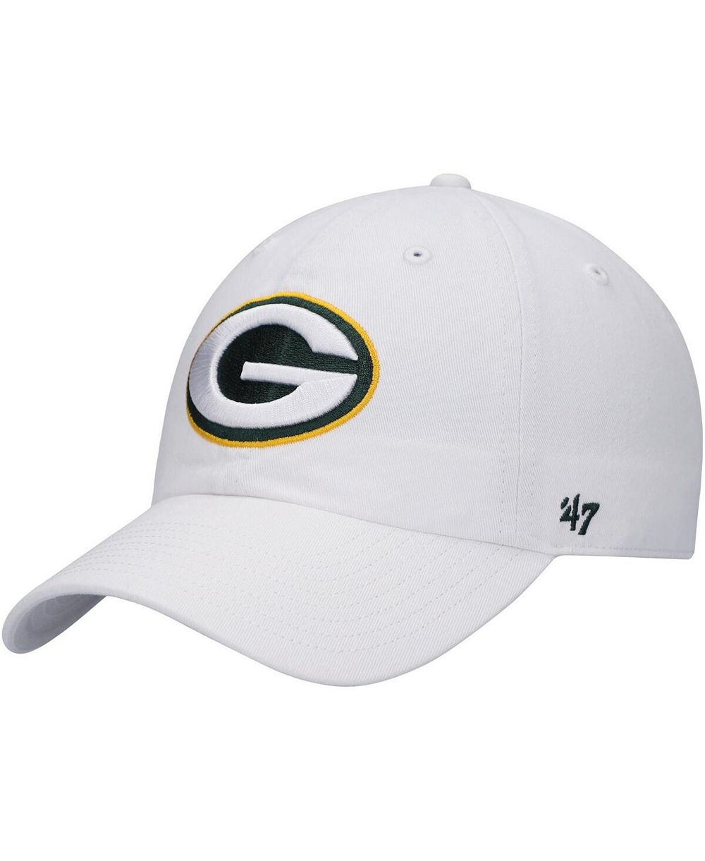 '47 Brand Мужская регулируемая кепка White Green Bay Packers Clean Up