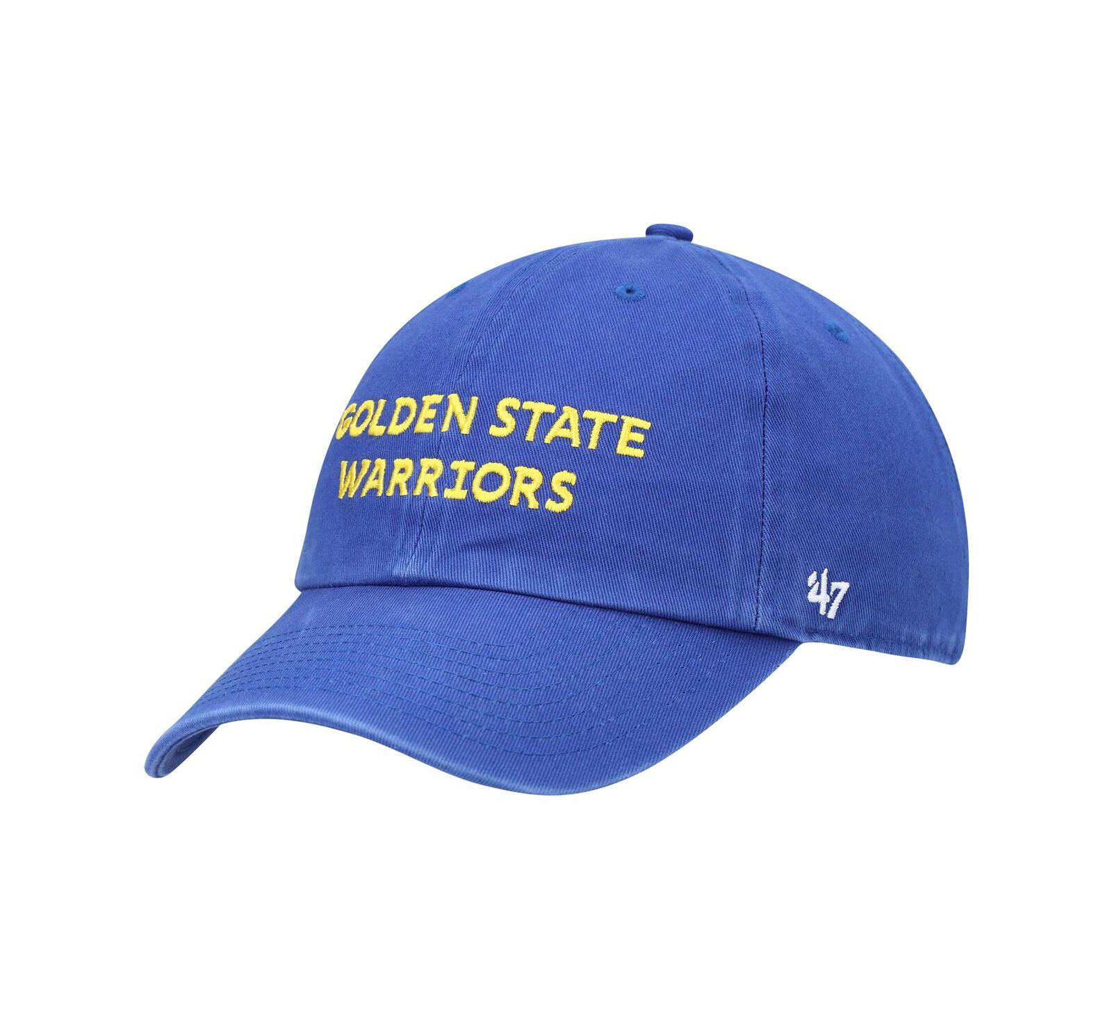 Men's '47 Brand Royal Golden State Warriors Clean Up Wordmark Adjustable Hat