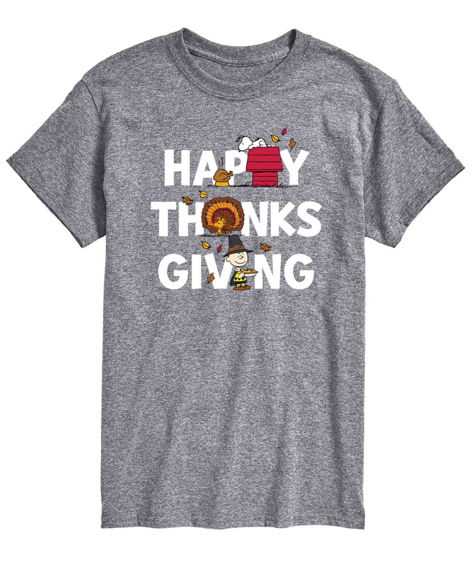 AIRWAVES Men's Short Sleeve Peanuts Happy Thanks Giving T-shirt