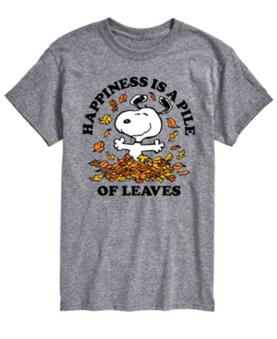AIRWAVES Men's Short Sleeve Peanuts Pile of Leaves T-shirt