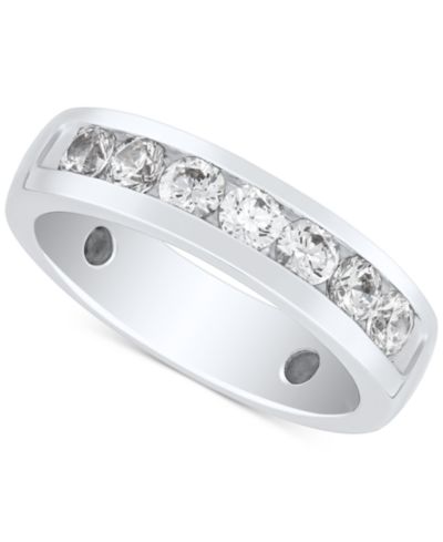 Мужское обручальное кольцо с выращенным алмазом 1 ct. t.w. в 10K White Gold