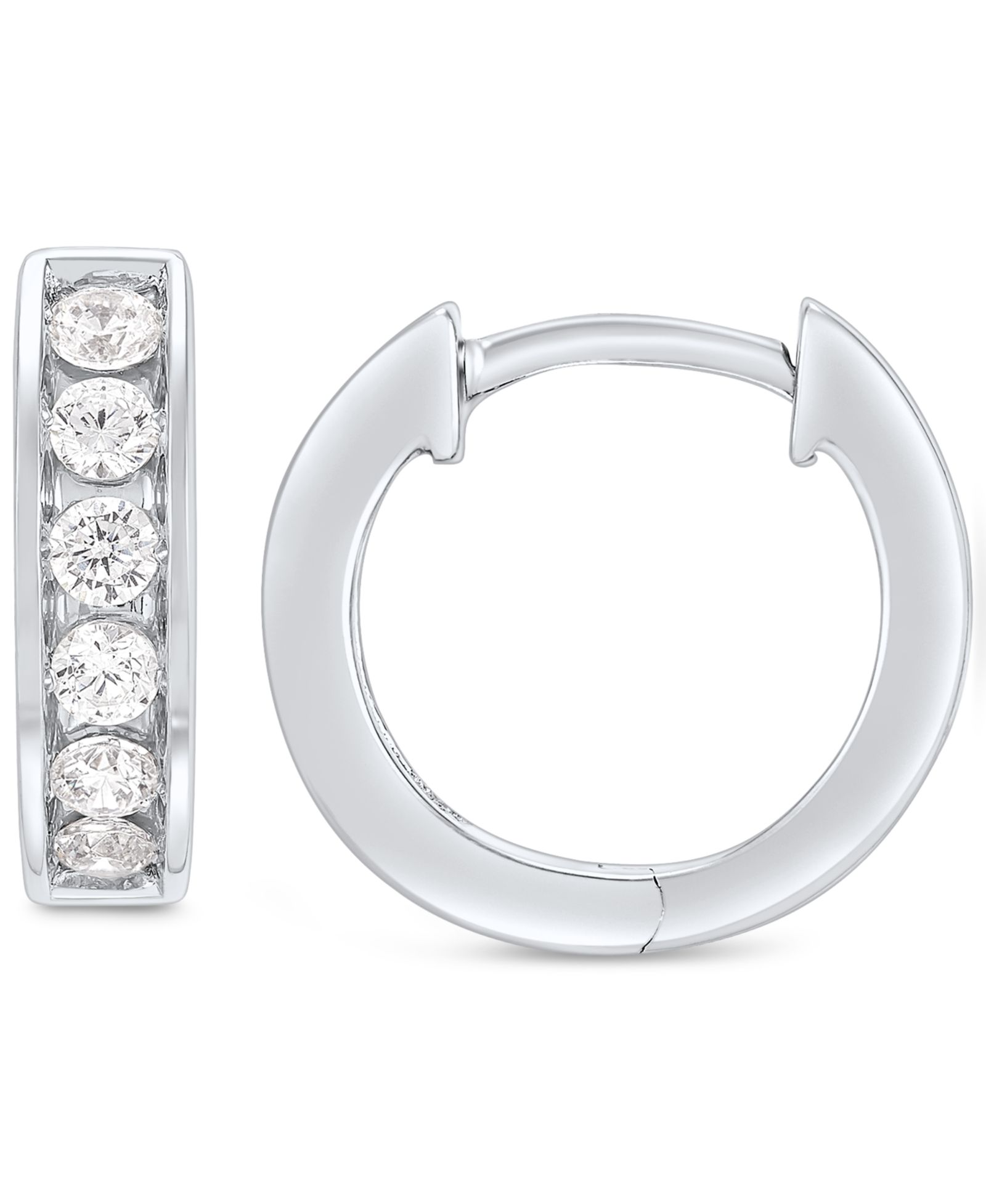 Grown With Love Мужские Lab Grown Diamond Small Huggie Hoop Earrings (1/2 ct. t.w.) in 10 White Gold, 1/2"