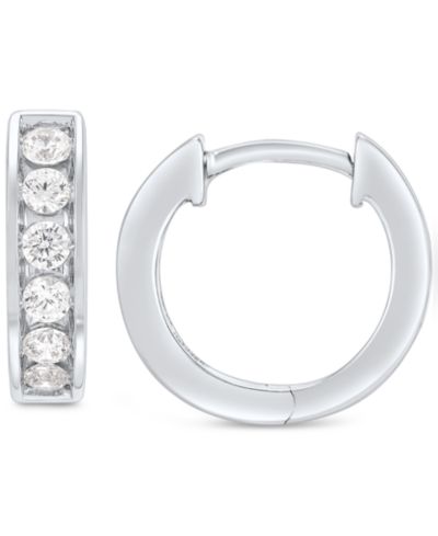 Grown With Love Мужские Lab Grown Diamond Small Huggie Hoop Earrings (1/2 ct. t.w.) in 10 White Gold, 1/2"