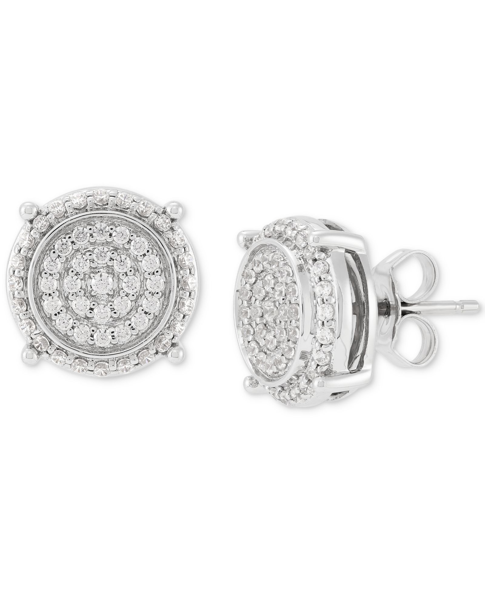 Grown With Love Men's Lab Grown Diamond Cluster Stud Earrings (1/2 ct. t.w.) in 10k White Gold