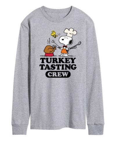 AIRWAVES Men's Peanuts Turkey Tasting Crew Long Sleeve T-shirt