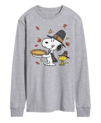 AIRWAVES Men's Peanuts Pilgrim Snoopy Long Sleeve T-shirt