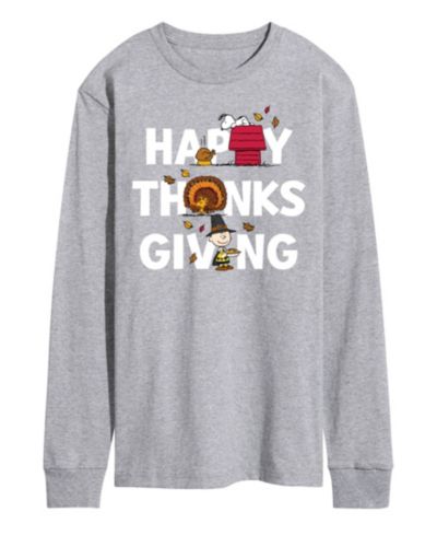 AIRWAVES Men's Peanuts Happy Thanksgiving Long Sleeve T-shirt