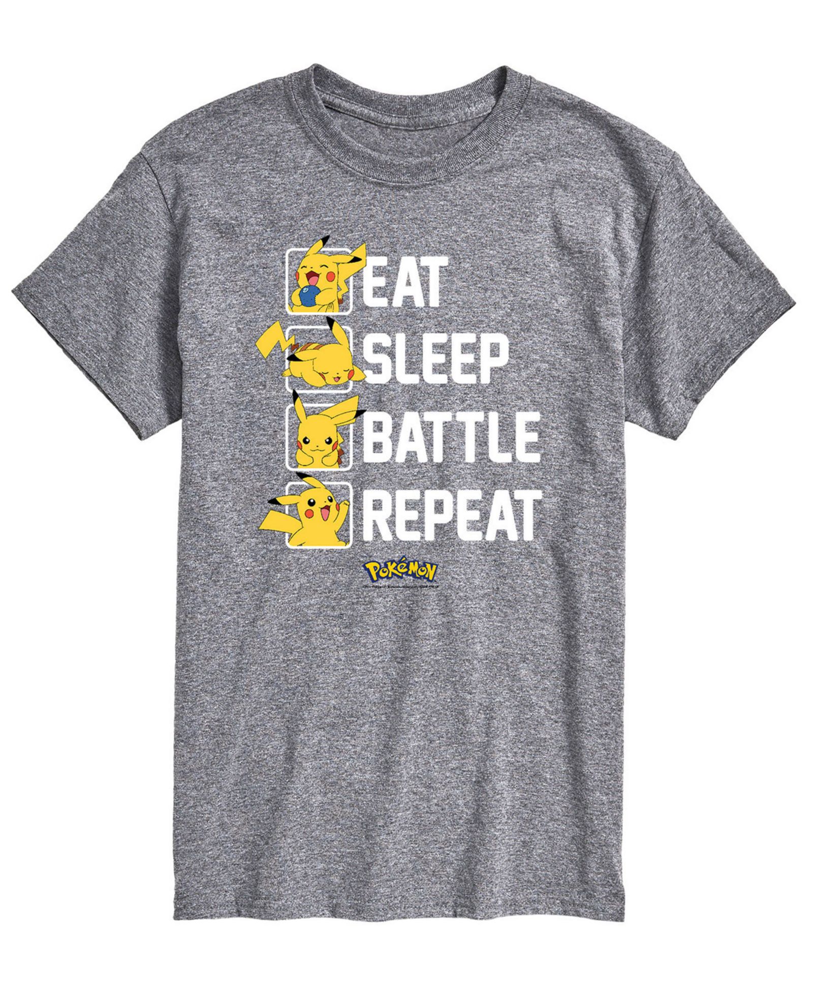 AIRWAVES Men's Pokemon Eat Sleep Battle Graphic T-shirt