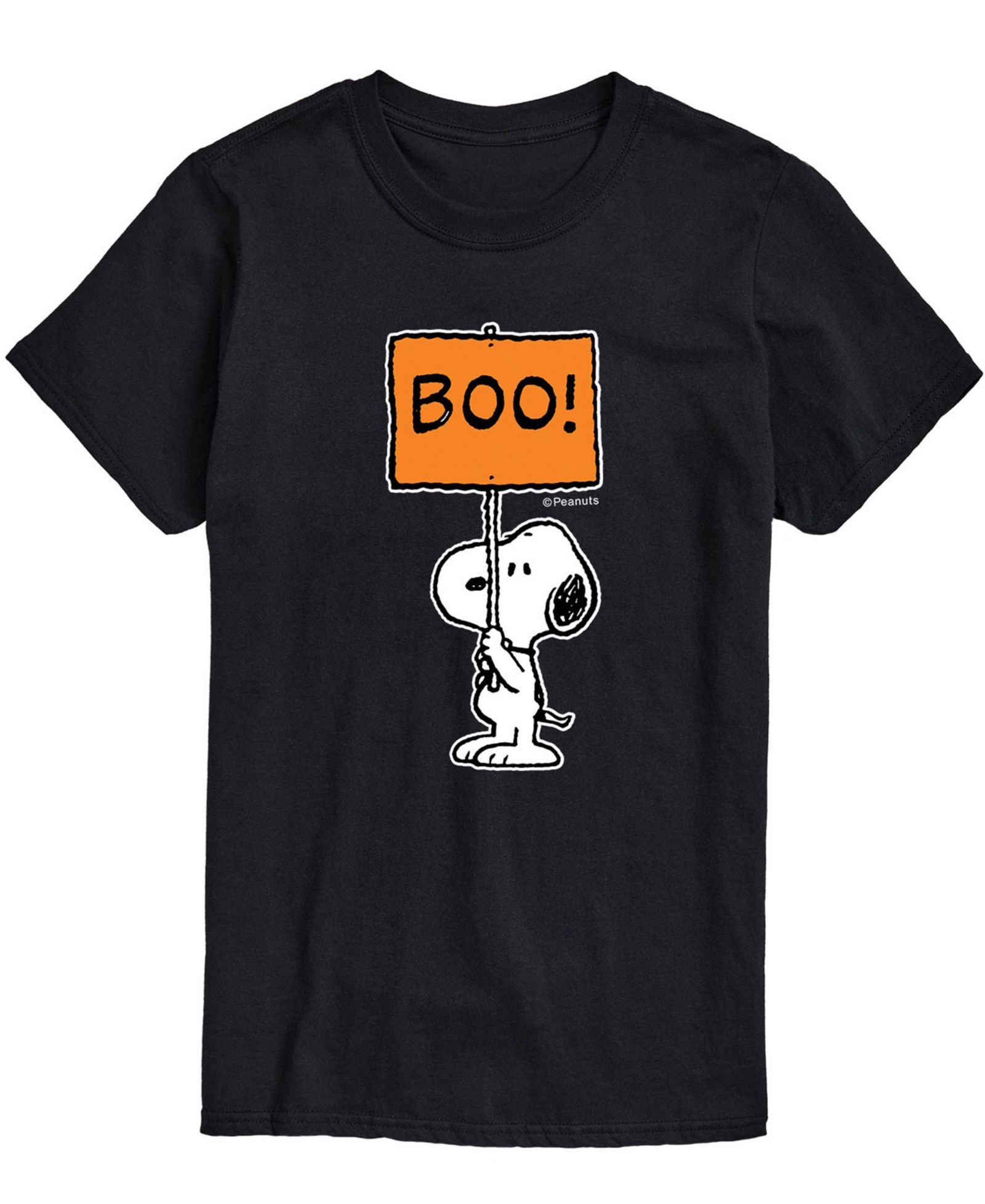 AIRWAVES Men's Peanuts Snoopy Boo Sign T-shirt