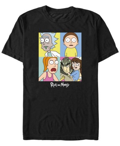 Fifth Sun Men's Rick and Morty Color Shift Boxes Short Sleeve T-shirt