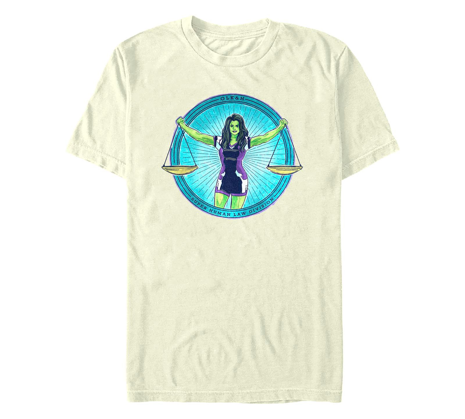 Fifth Sun Men's She Hulk Super Human Law Division Badge Short Sleeve T-shirt