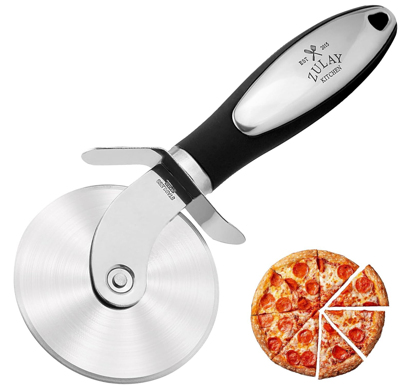Большое колесо для резки пиццы Zulay Kitchen Premium Stainless Steel