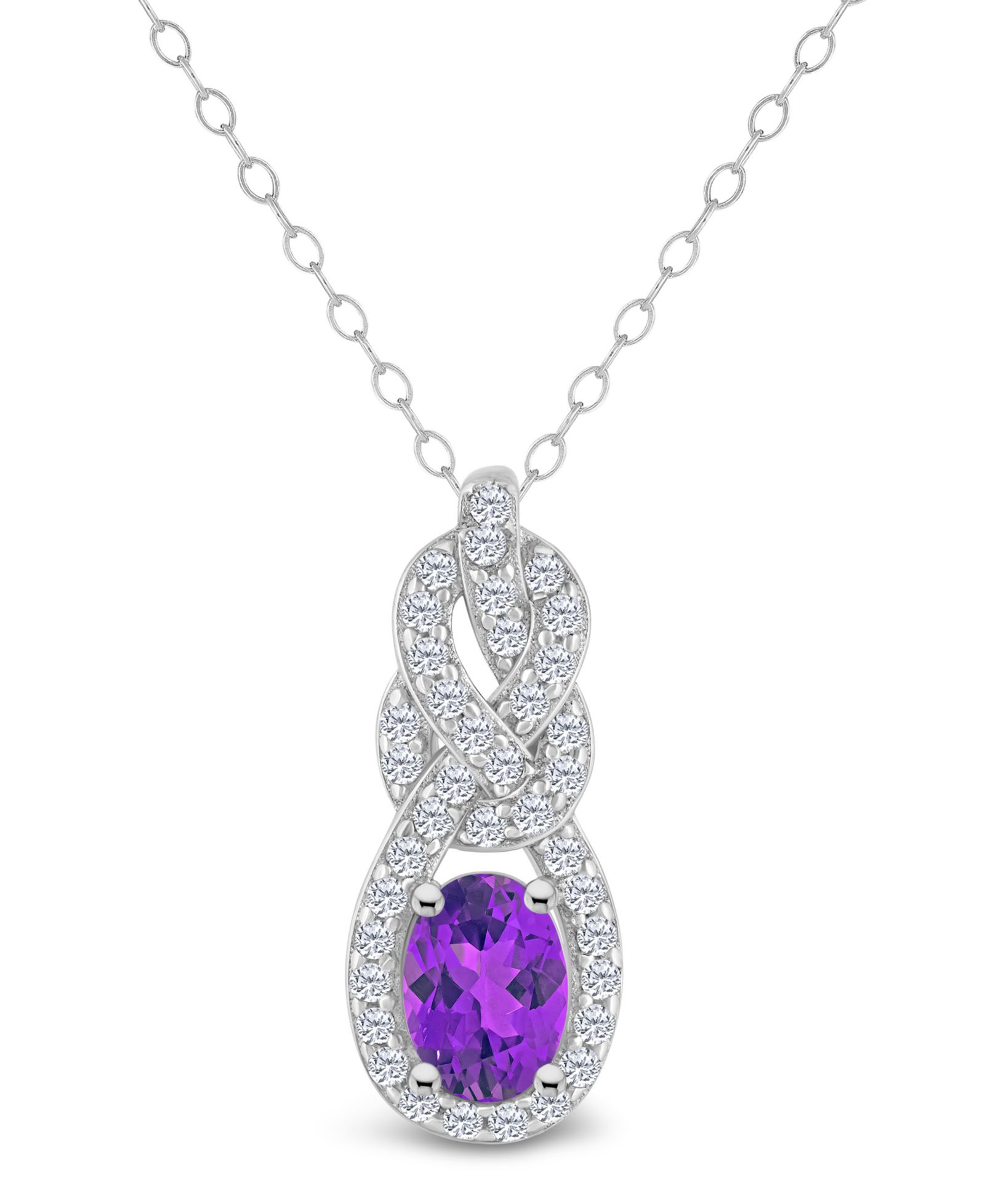 Подвеска-ожерелье с топазом Macy's Topaz (3/8 ct. t.w.) Halo Pendant Necklace в серебряном цвете
