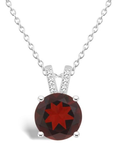 Женское ожерелье-подвеска с гранатом (2-1/2 ct.t.w.) и бриллиантовым акцентом из стерлингового серебра