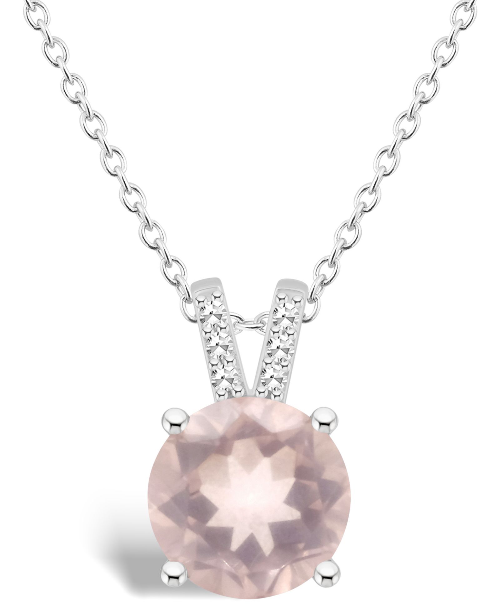 Женская подвеска Macy's Rose Quartz и Diamond в серебряной отделке
