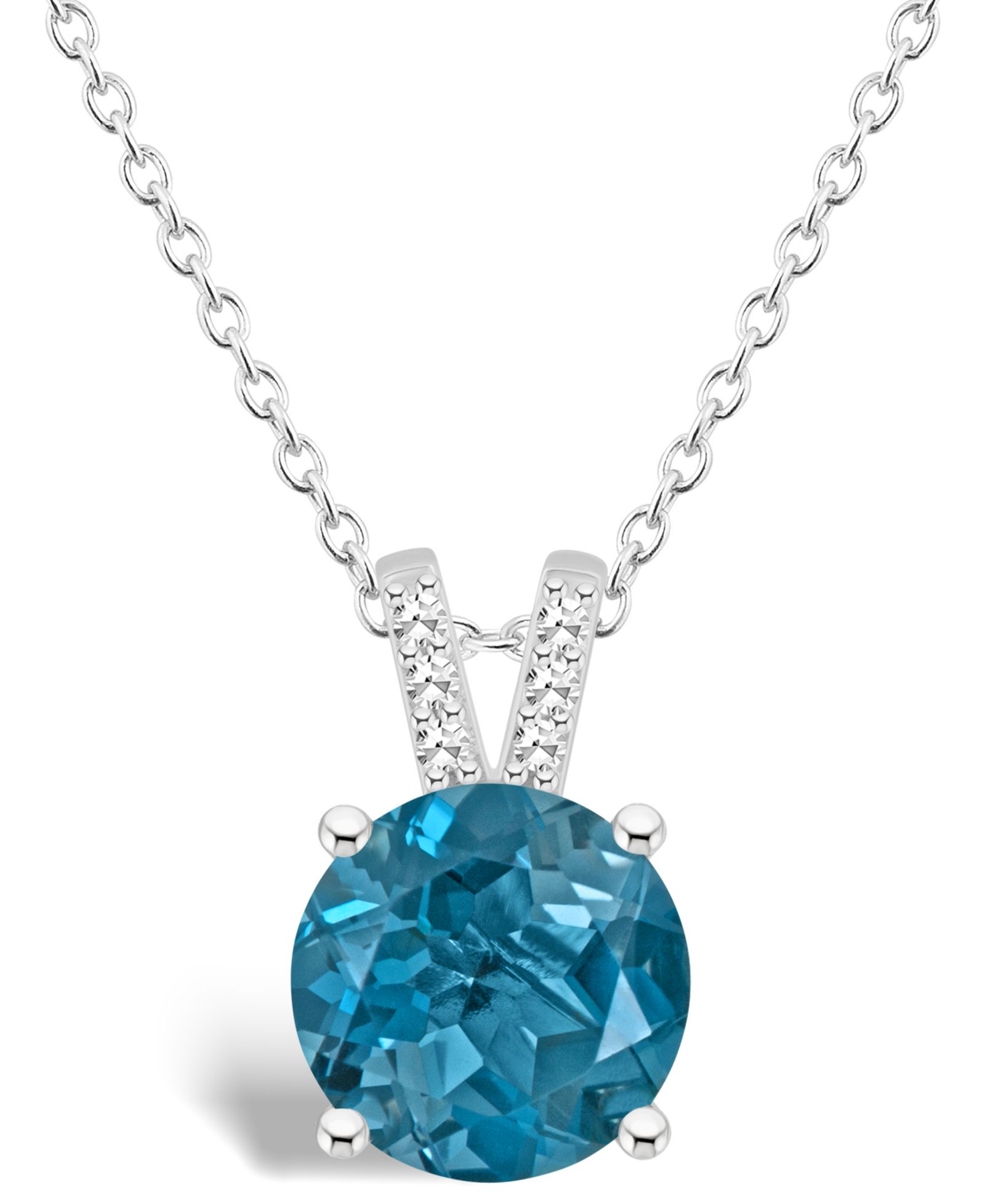 Ожерелье-подвеска Macy's Women's London Blue Topaz (2-2/5 ct.t.w.) и бриллиантовыми акцентами из стерлингового серебра