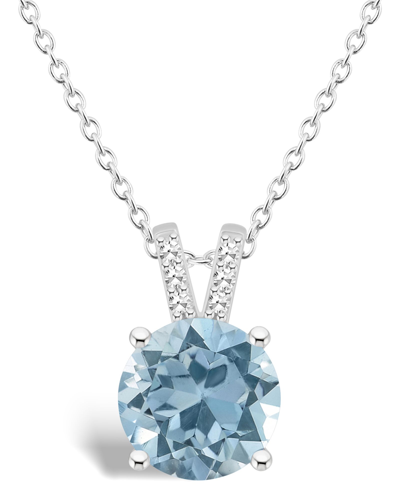 Macy's Women's Sky Blue Topaz (2-2/5 ct.t.w.) and Diamond Accent Pendant Necklace in Sterling Silver