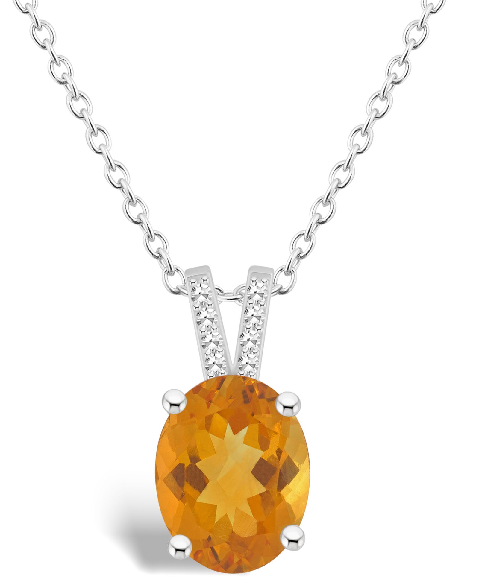 Macy's Женское ожерелье-подвеска с цитрином (2-1/2 ct.t.w.) и бриллиантовым акцентом из серебра
