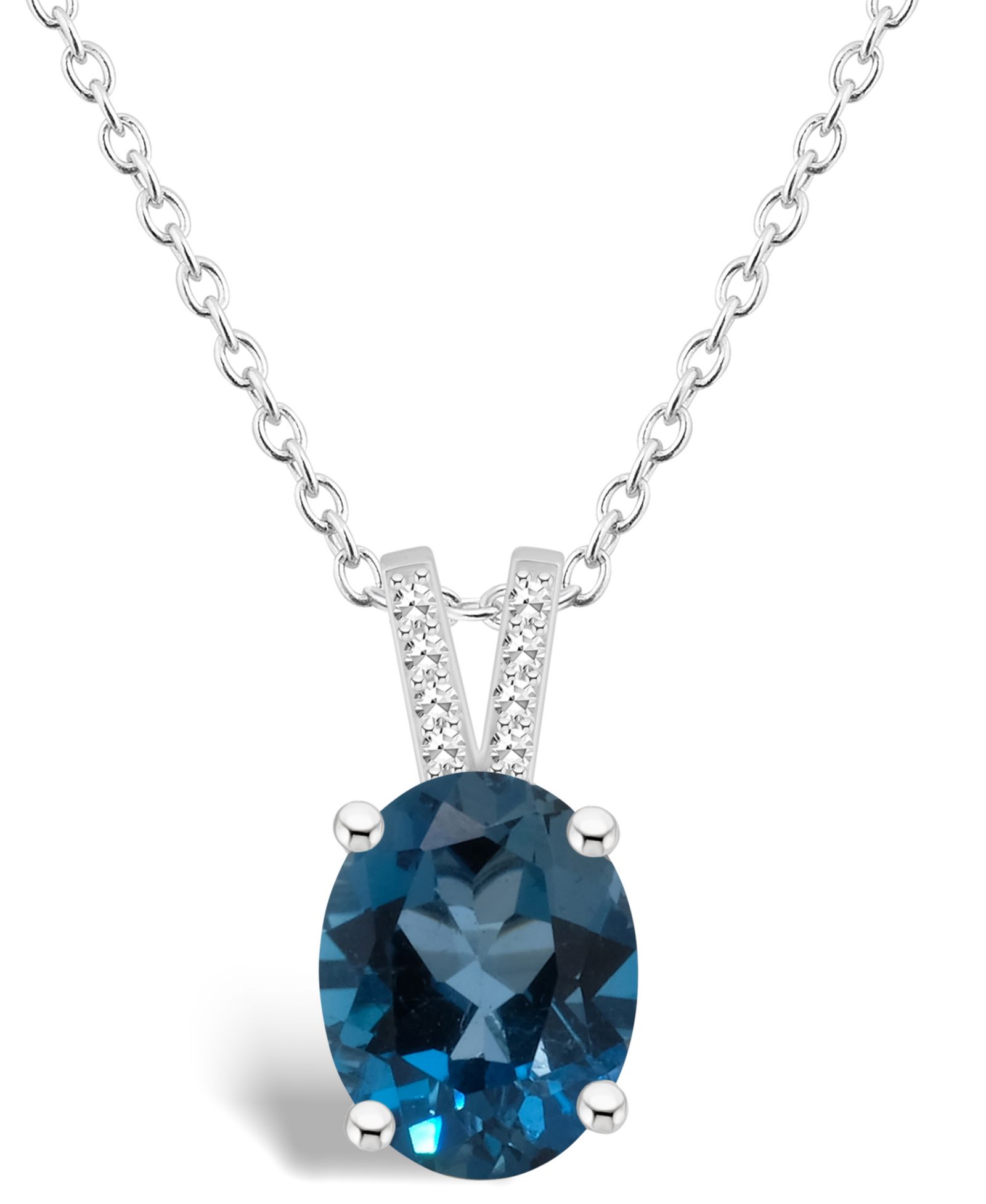 Женская подвеска с London Blue Topaz и бриллиантовым акцентом из стерлингового серебра