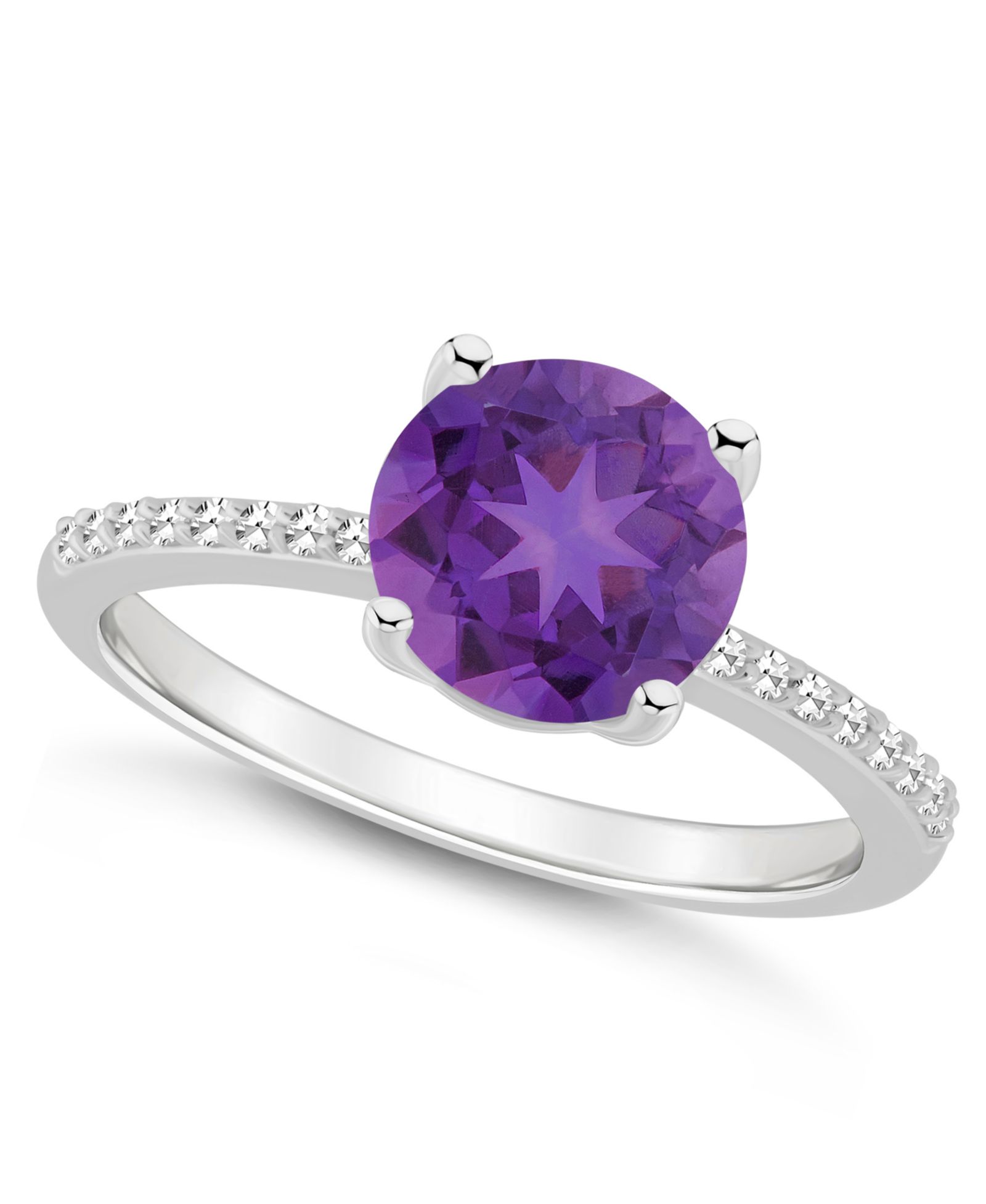 Macy's Женское кольцо с Amethyst и Diamond в Sterling Silver