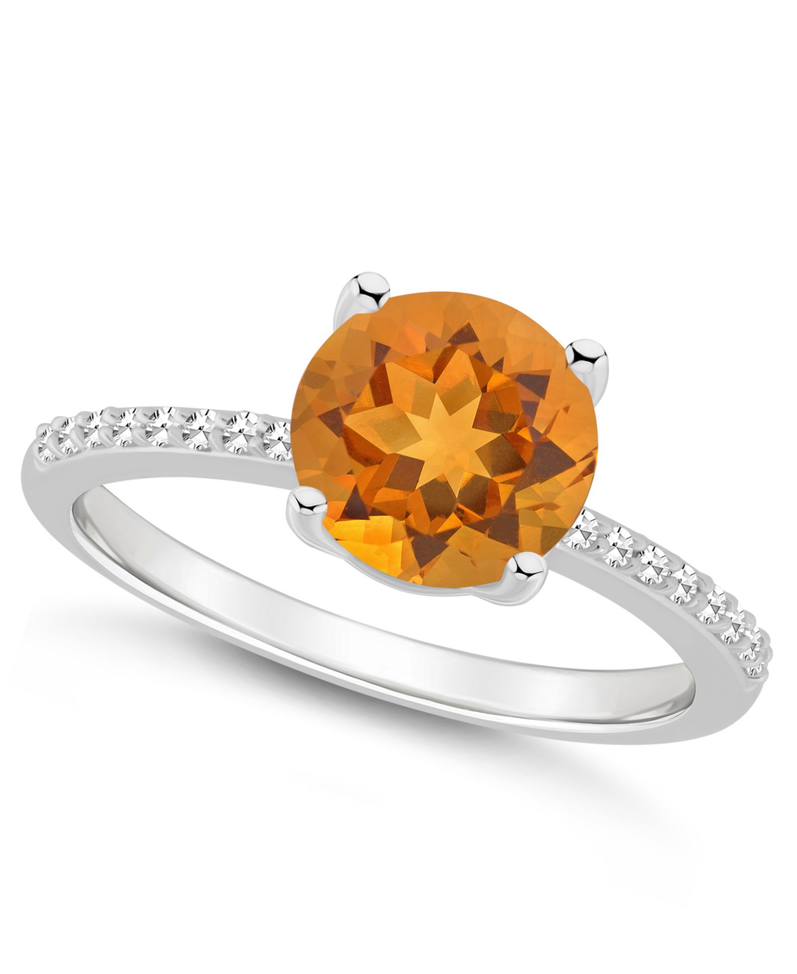 Кольцо Macy's Женское с цитрином (1-3/4 ct.t.w.) и бриллиантом (1/10 ct.t.w.) из стерлингового серебра