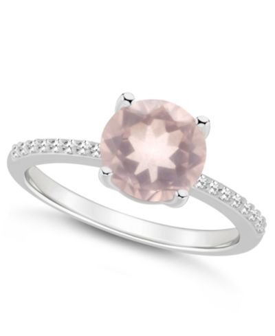 Macy's Женское кольцо с розовым кварцем (1-3/4 ct.t.w.) и бриллиантом (1/10 ct.t.w.) из стерлингового серебра