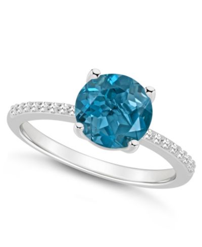 Кольцо с лондонским голубым топазом (2-2/5 ct. t.w.) и бриллиантом (1/10 ct. t.w.) в Sterling Silver