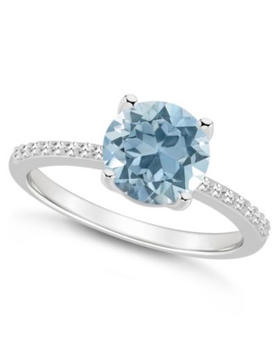 Macy's Women's Sky Blue Topaz (2-2/5 ct.t.w.) and Diamond (1/10 ct.t.w.) Ring in Sterling Silver