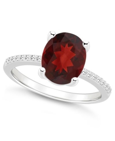 Macy's Women's Garnet (3-1/10 ct.t.w.) and Diamond (1/10 ct.t.w.) Ring in Sterling Silver