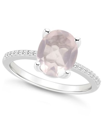 Macy's Women's Rose Quartz (2-1/2 ct.t.w.) and Diamond (1/10 ct.t.w.) Ring in Sterling Silver