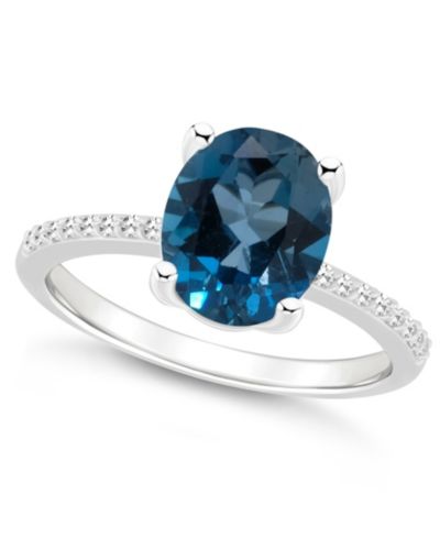 Macy's Women's London Blue Topaz (3-3/5 ct.t.w.) and Diamond (1/10 ct.t.w.) Ring in Sterling Silver
