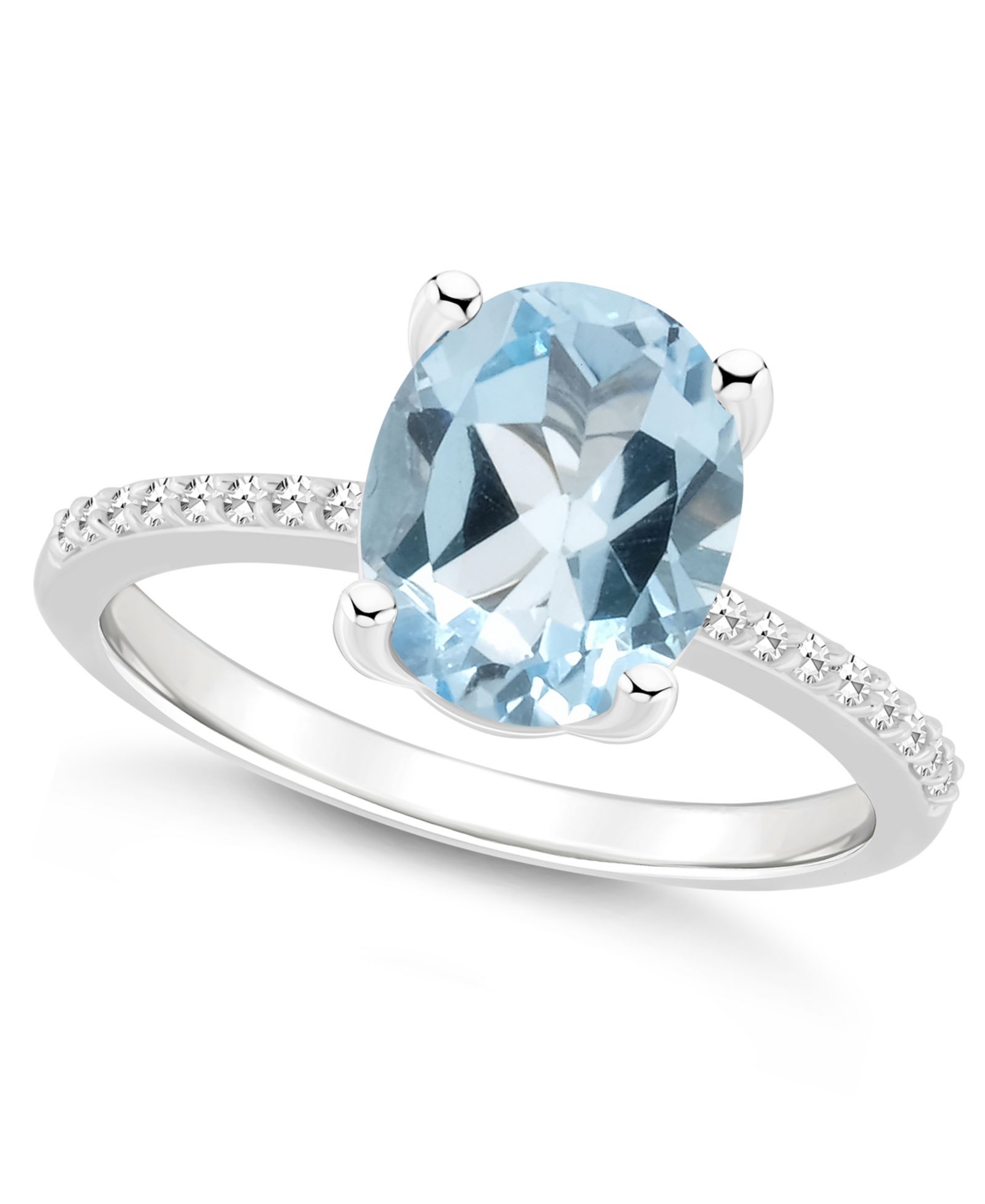 Кольцо Macy's Women's Sky Blue Topaz (3-3/5 ct.t.w.) and Diamond (1/10 ct.t.w.) Sterling Silver