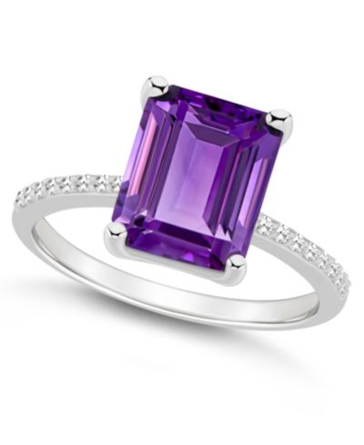 Macy's Женский Amethyst (3-1/6 ct.t.w.) and Diamond (1/10 ct.t.w.) Ring in Sterling Silver