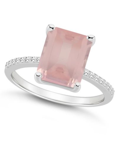 Кольцо Women's Rose Quartz (3-1/6 ct.t.w.) и Diamond (1/10 ct.t.w.) в стерлинговом серебре Macy's