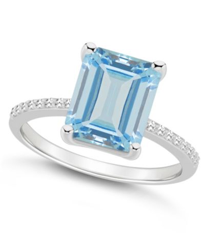 Macy's Women's Sky Blue Topaz (4-1/4 ct.t.w.) and Diamond (1/10 ct.t.w.) Ring in Sterling Silver