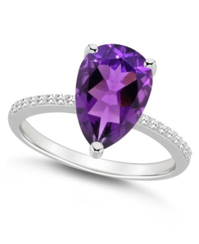 Женское кольцо Macy's Amethyst and Diamond в Sterling Silver