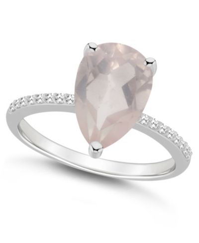 Кольцо из стерлингового серебра с розовым кварцем (2-3/4 ct.t.w.) и бриллиантом (1/10 ct.t.w.)